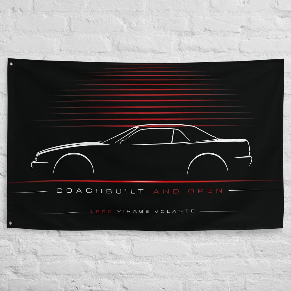 Aston Martin Virage Volante 1990 car silhouette flag - White Brick Wall