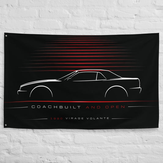 Aston Martin Virage Volante 1990 car silhouette flag - White Brick Wall