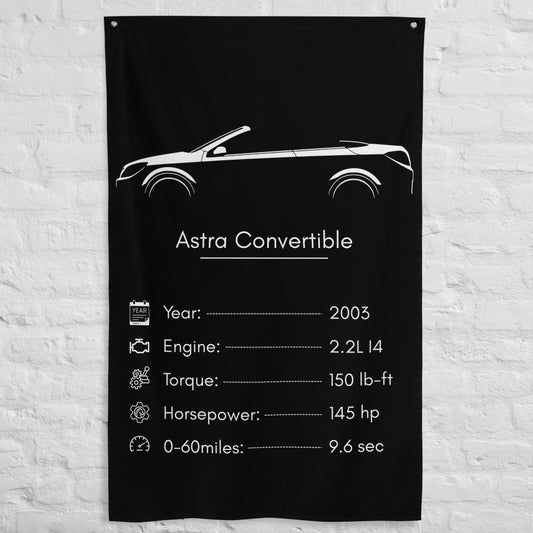 Holden Astra Convertible 2003 car silhouette spec flag - White Brick Wall
