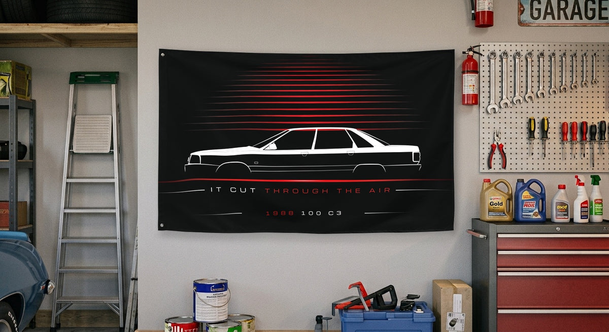Audi 100 C3 1988 car silhouette flag - Garage Wall
