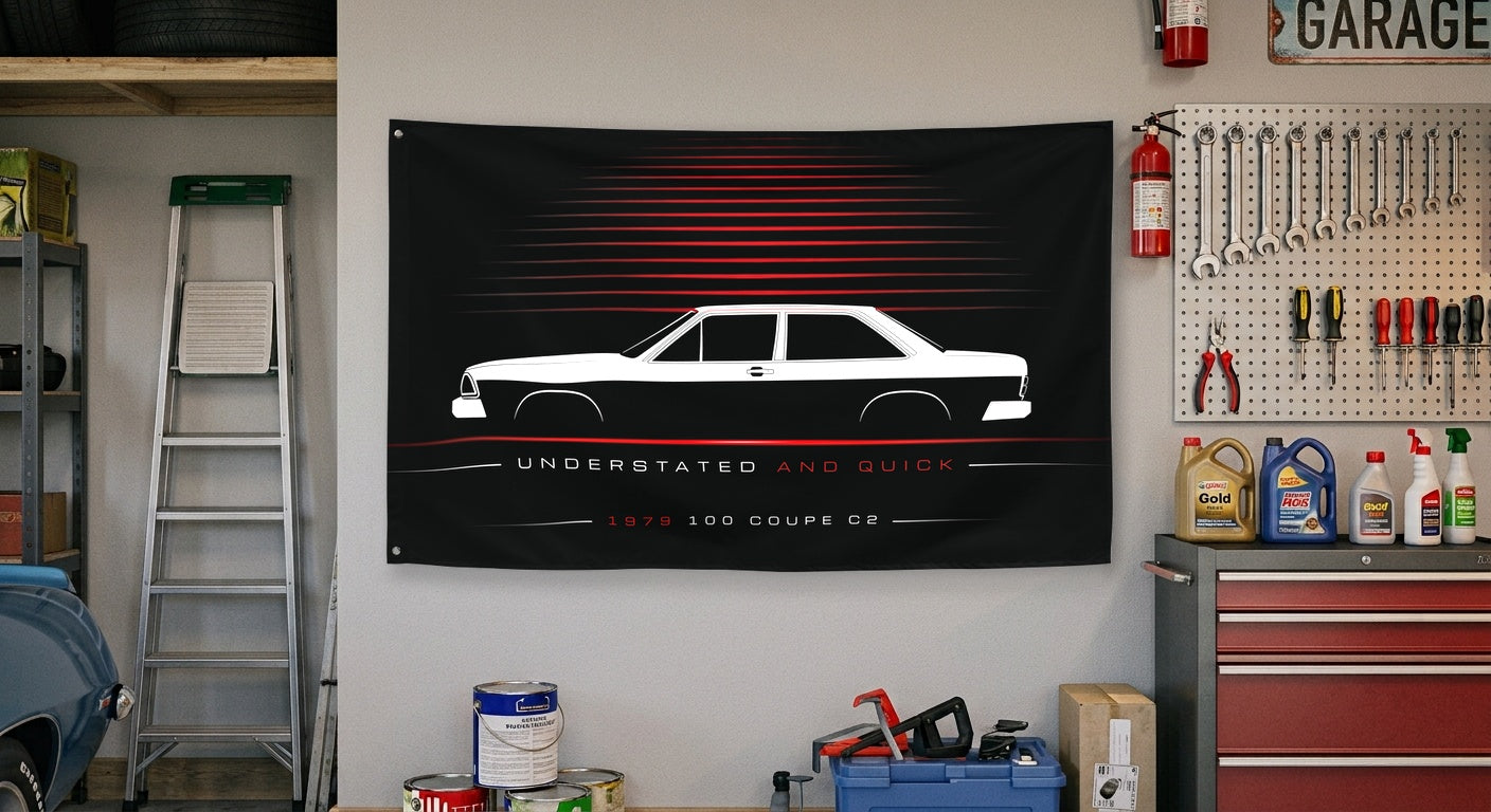Audi 100 Coupe C2 1979 car silhouette flag - Garage Wall
