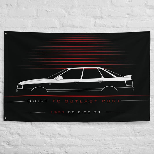 Audi 80 2.0E B3 1991 car silhouette flag - White Brick Wall
