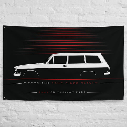 Audi 80 Variant F103 1967 car silhouette flag - White Brick Wall