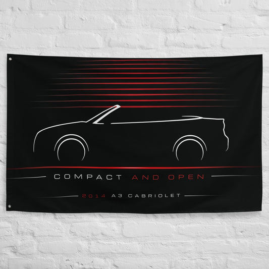 Audi A3 Cabriolet 2014 car silhouette flag - White Brick Wall