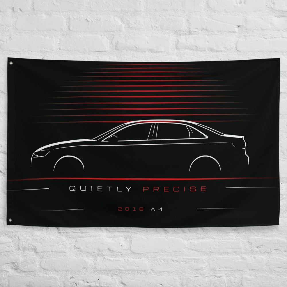 Audi A4 2016 car silhouette flag - White Brick Wall