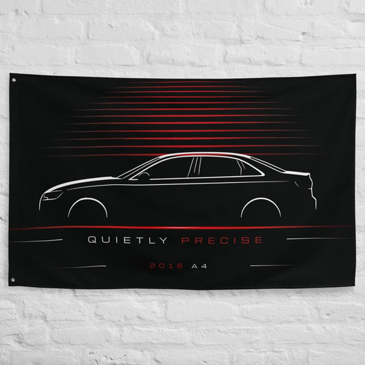 Audi A4 2016 car silhouette flag - White Brick Wall