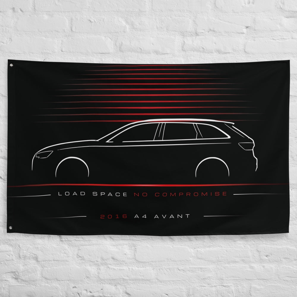 Audi A4 Avant 2016 car silhouette flag - White Brick Wall
