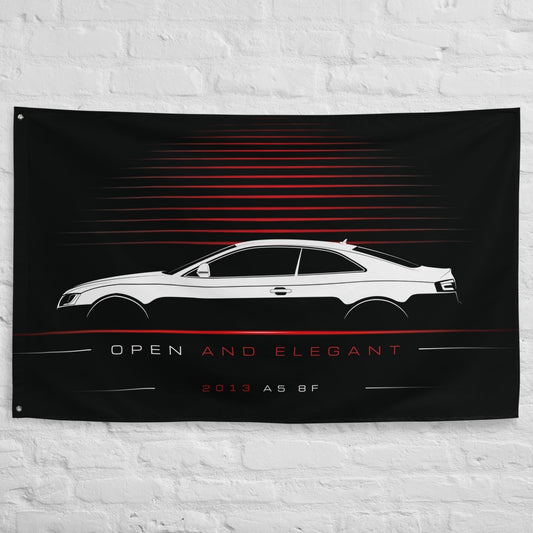 Audi A5 8F 2013 car silhouette flag - White Brick Wall