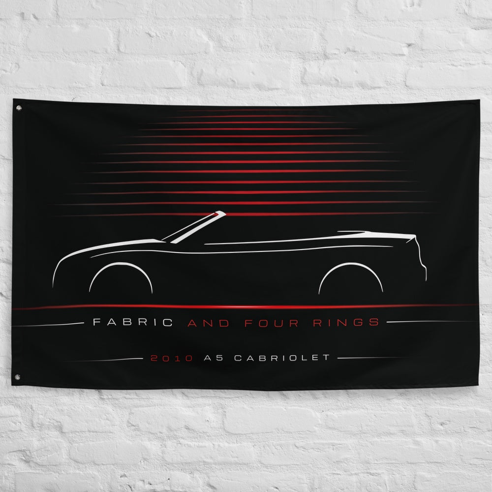 Audi A5 Cabriolet 2010 car silhouette flag - White Brick Wall