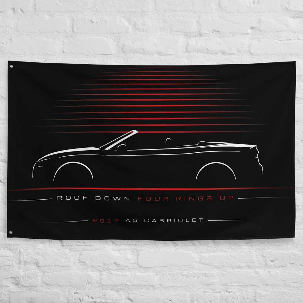 Audi A5 Cabriolet 2017 car silhouette flag - White Brick Wall