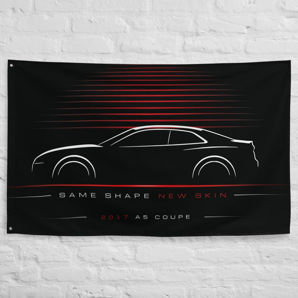 Audi A5 Coupe 2017 car silhouette flag - White Brick Wall