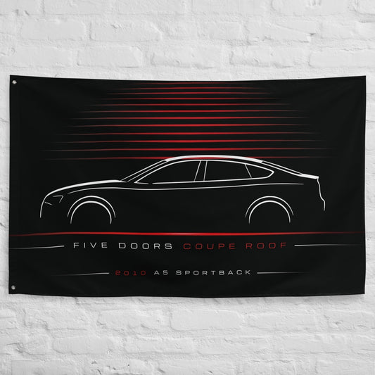 Audi A5 Sportback 2010 car silhouette flag - White Brick Wall