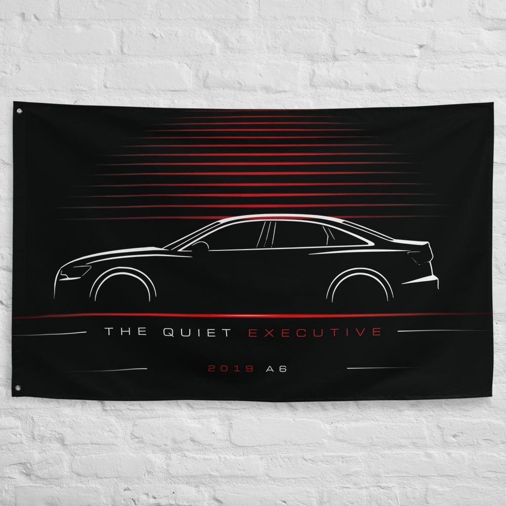 Audi A6 2019 car silhouette flag - White Brick Wall