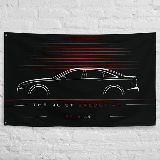 Audi A6 2019 car silhouette flag - White Brick Wall