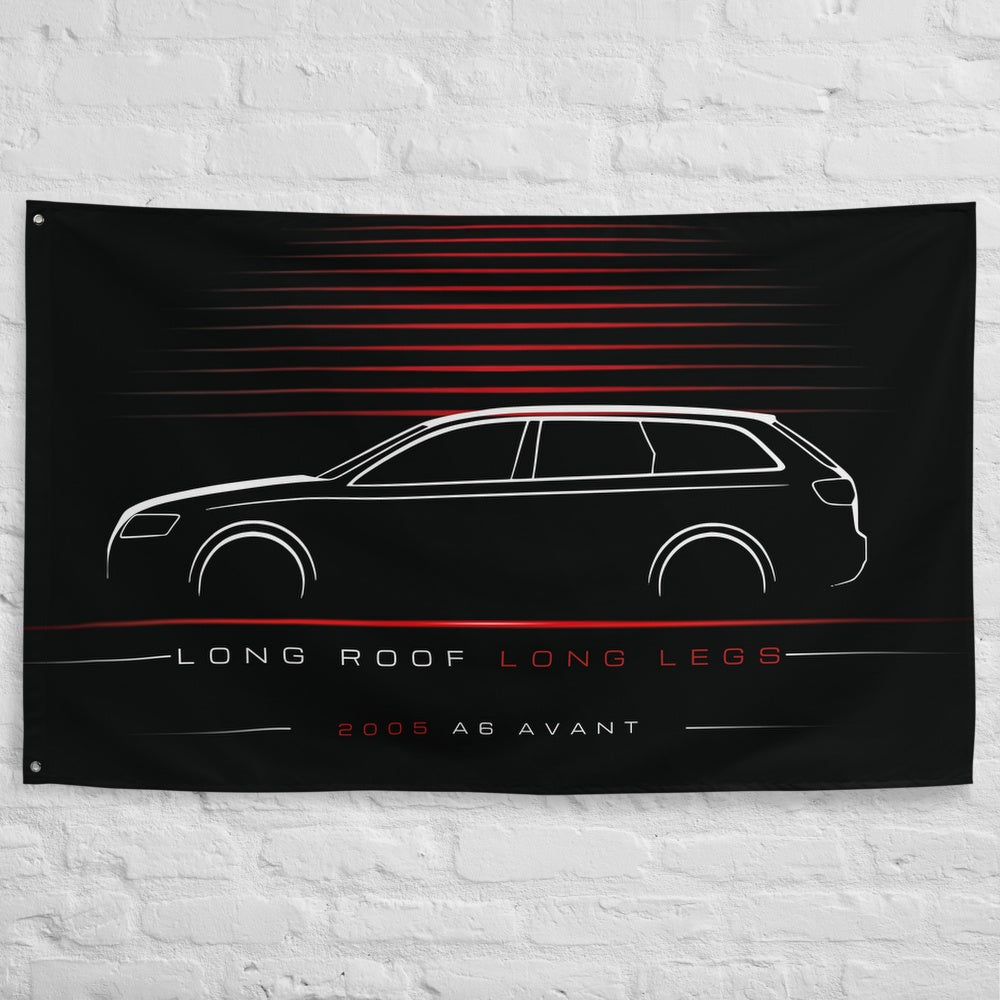 Audi A6 Avant 2005 car silhouette flag - White Brick Wall