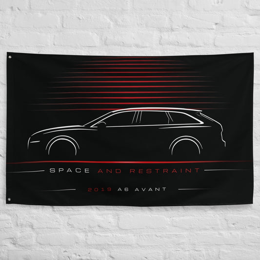 Audi A6 Avant 2019 car silhouette flag - White Brick Wall