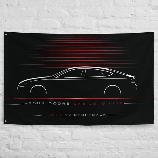 Audi A7 Sportback 2011 car silhouette flag - White Brick Wall
