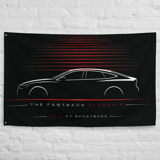 Audi A7 Sportback 2018 car silhouette flag - White Brick Wall