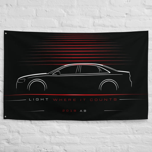 Audi A8 2018 car silhouette flag - White Brick Wall