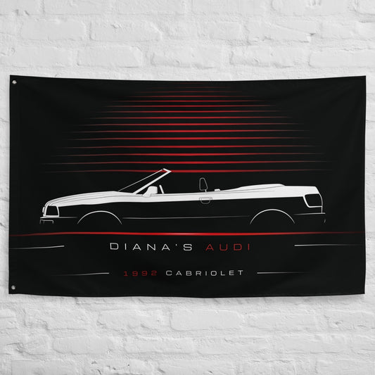 Audi Cabriolet 1992 car silhouette flag - White Brick Wall