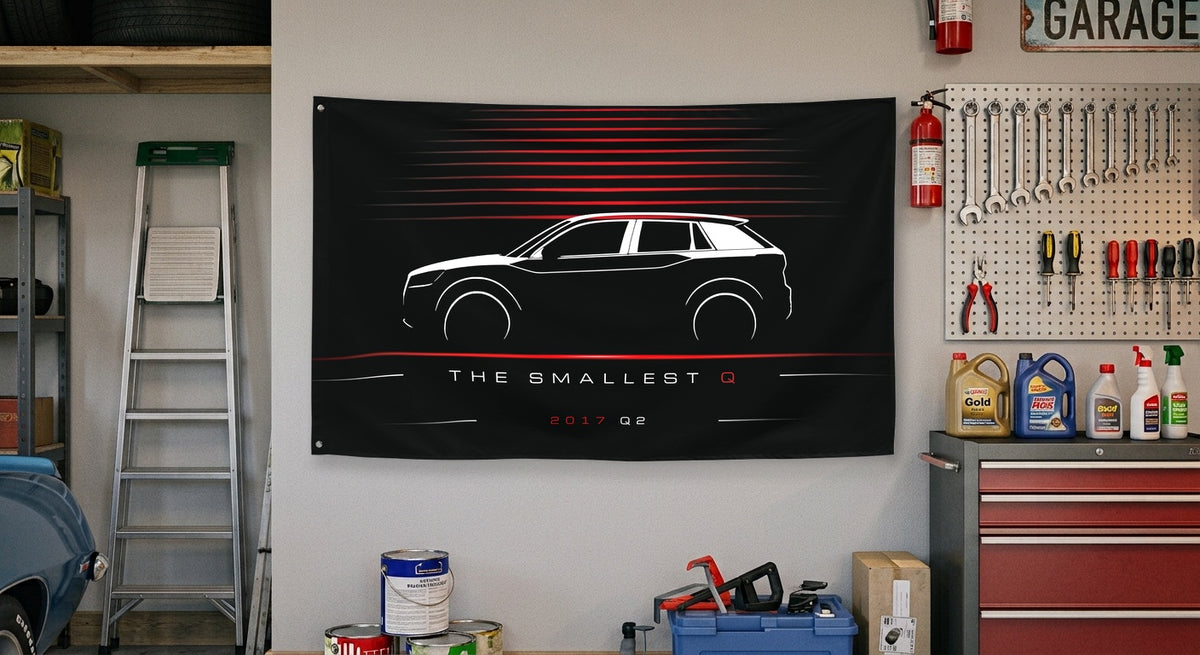 Audi Q2 2017 car silhouette flag - Garage Wall