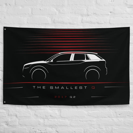 Audi Q2 2017 car silhouette flag - White Brick Wall