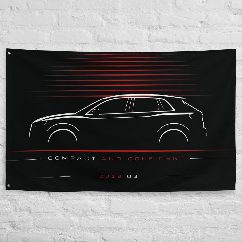 Audi Q3 2019 car silhouette flag - White Brick Wall