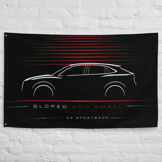 Audi Q3 Sportback 2020 car silhouette flag - White Brick Wall