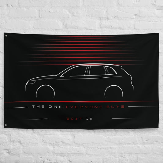 Audi Q5 2017 car silhouette flag - White Brick Wall