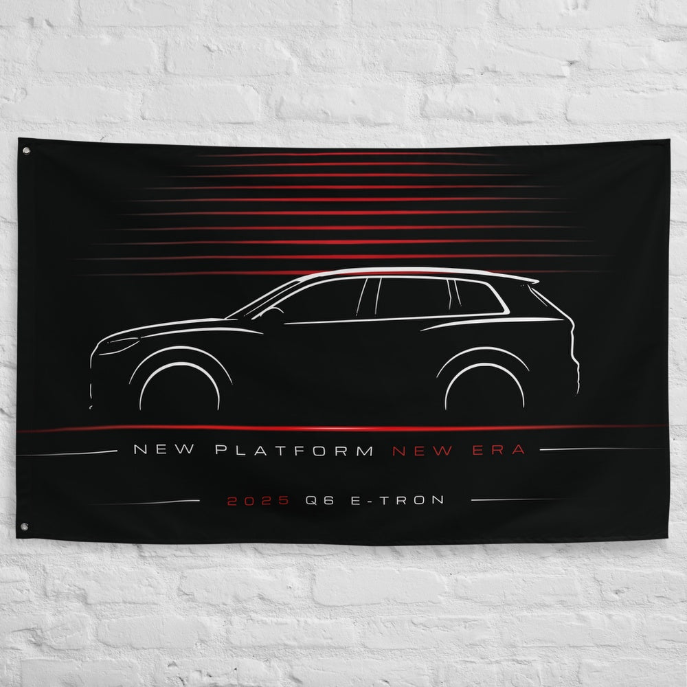 Audi Q6 e-tron 2025 car silhouette flag - White Brick Wall