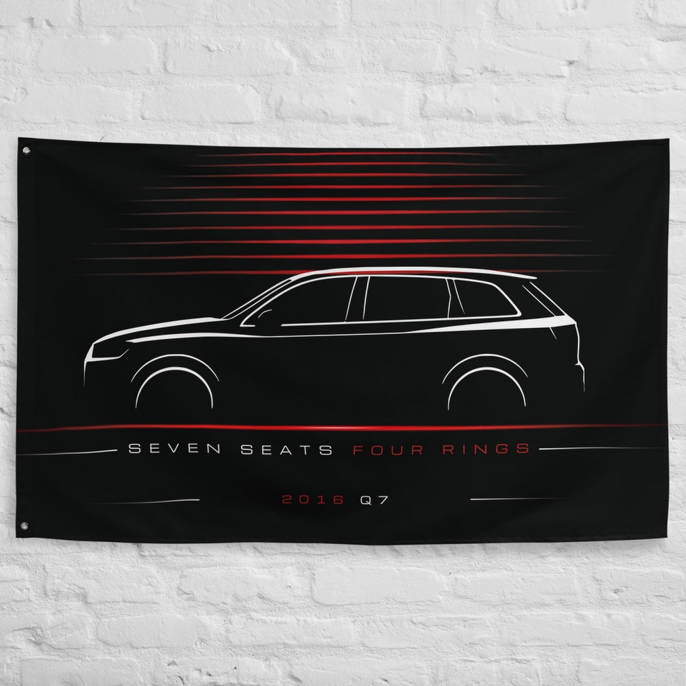 Audi Q7 2016 car silhouette flag - White Brick Wall