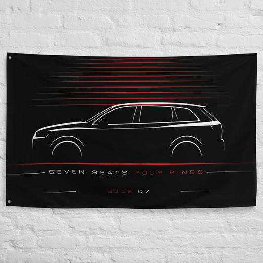 Audi Q7 2016 car silhouette flag - White Brick Wall