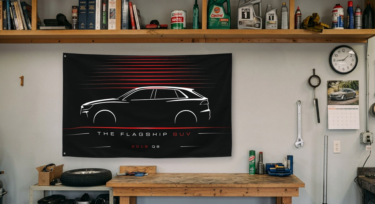 Audi Q8 2019 car silhouette flag - Garage Workbench