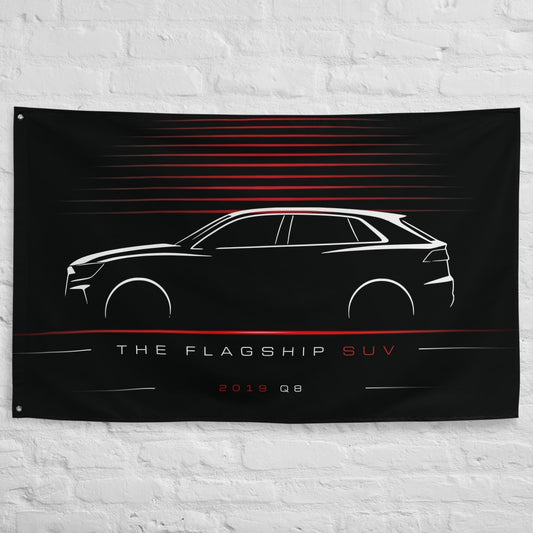 Audi Q8 2019 car silhouette flag - White Brick Wall