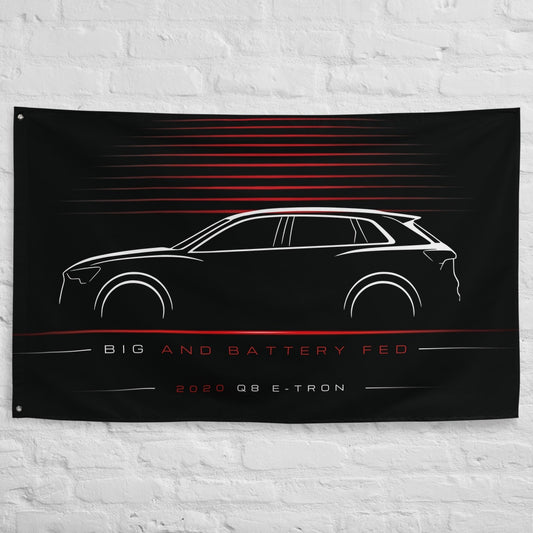 Audi Q8 e-tron 2020 car silhouette flag - White Brick Wall