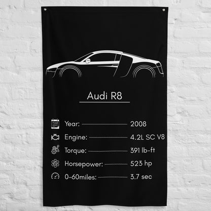 ABT Audi R8 2008 car silhouette spec flag - White Brick Wall