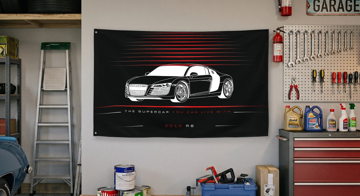 Audi R8 2010 car silhouette flag - Garage Wall