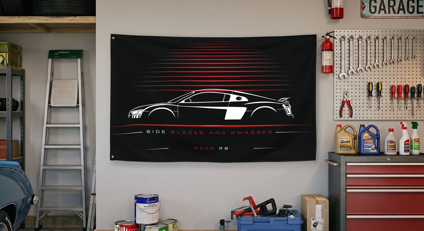 Audi R8 2008 car silhouette flag - Garage Wall