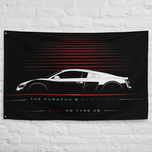 Audi R8 Type 4S 2017 car silhouette flag - White Brick Wall