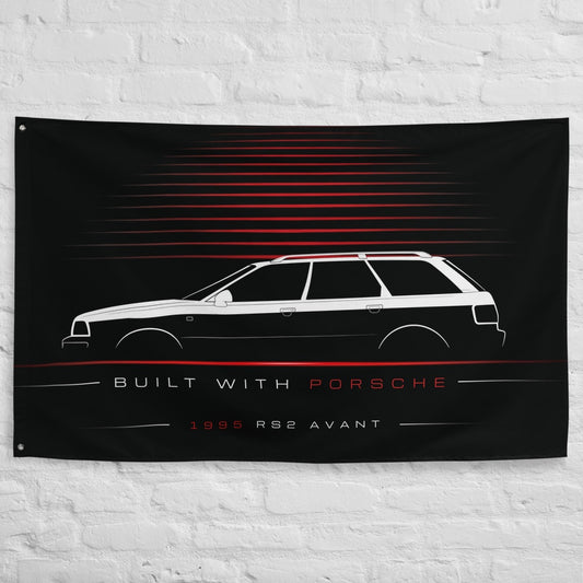 Audi RS2 Avant 1995 car silhouette flag - White Brick Wall