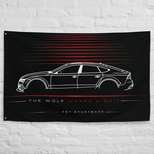 Audi RS7 Sportback 2016 car silhouette flag - White Brick Wall