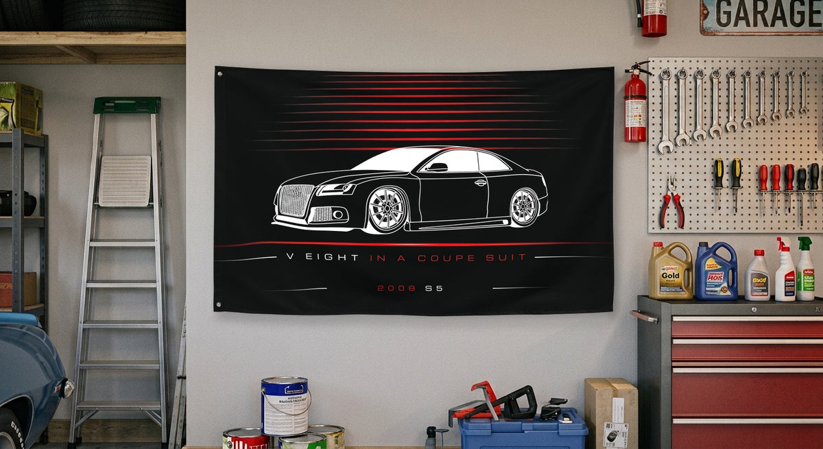 Audi S5 2008 car silhouette flag - Garage Wall