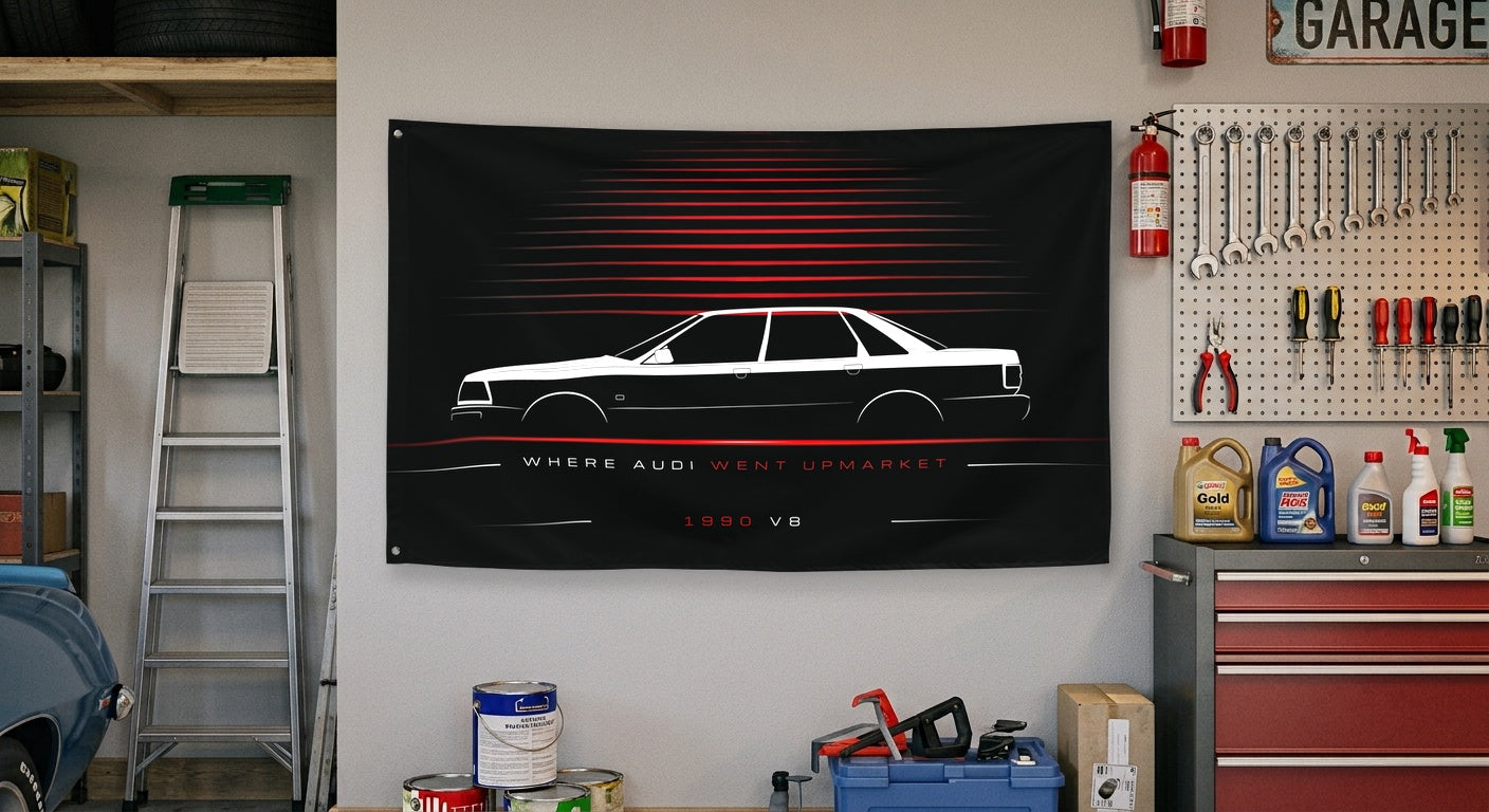 Audi V8 1990 car silhouette flag - Garage Wall