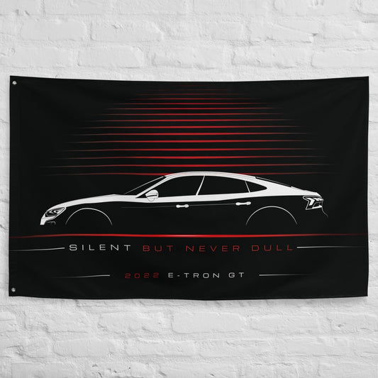 Audi e-Tron GT 2022 car silhouette flag - White Brick Wall