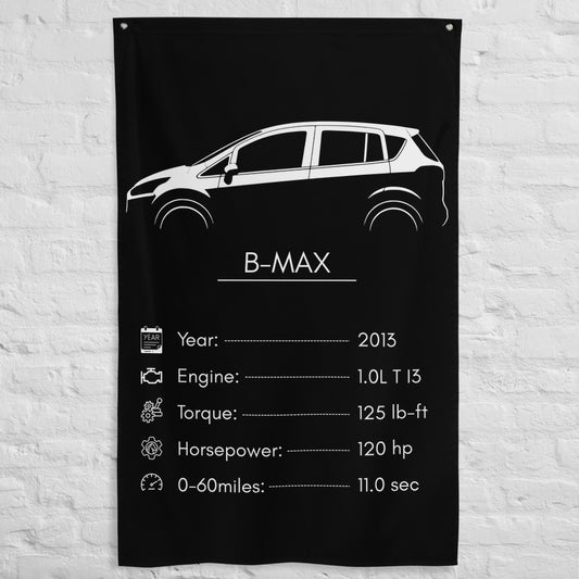 Ford B-MAX 2013 car silhouette spec flag - White Brick Wall