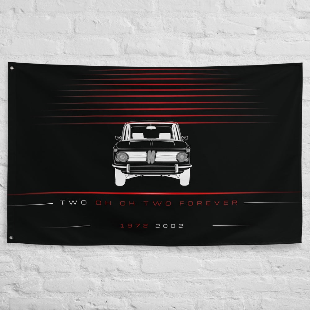 BMW 2002 1972 car silhouette flag - White Brick Wall
