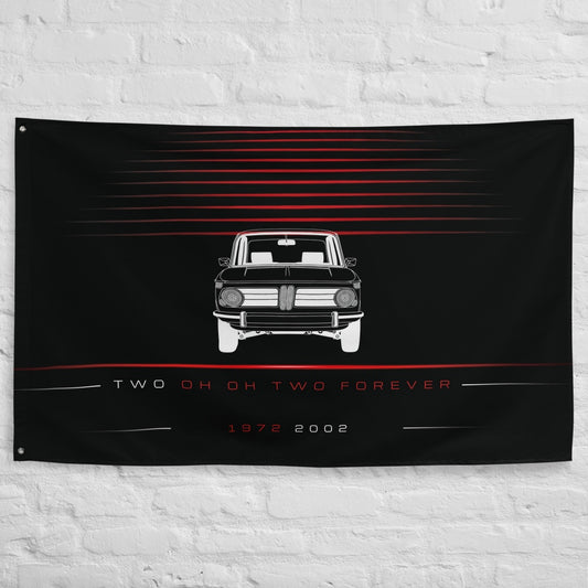BMW 2002 1972 car silhouette flag - White Brick Wall