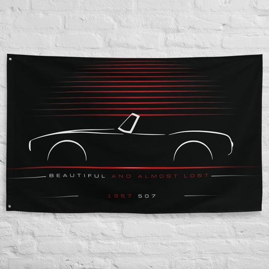 BMW 507 1957 car silhouette flag - White Brick Wall