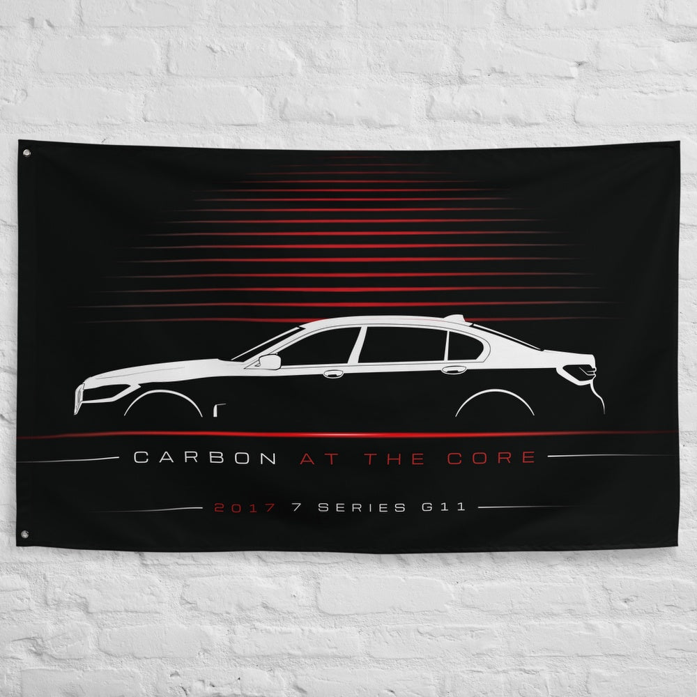 BMW 7 Series G11 2017 car silhouette flag - White Brick Wall