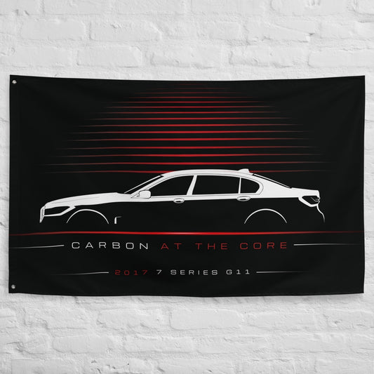 BMW 7 Series G11 2017 car silhouette flag - White Brick Wall